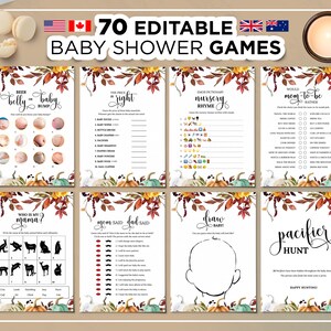70 Editable Baby Shower Games, Baby Shower Games, Pumpkin Fall Baby Shower Games, Pumpkin Fall Games Bundle, Pumpkin Editable Baby Shower