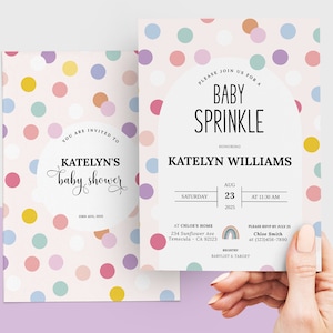 Baby Sprinkle Invitation, Editable Sprinkle Baby Shower Invitation, A Baby Sprinkle Invitation, Baby Sprinkle Invitation Template, Polka dot