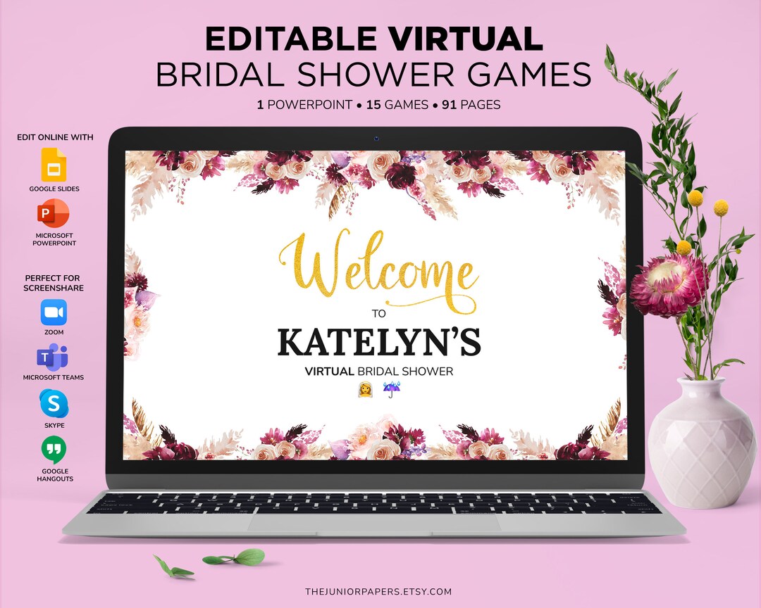 Virtual Bridal Shower Games, Editable Powerpoint Bridal Shower Games