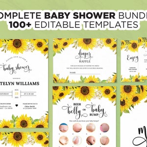 Sunflower Baby Shower, Summer Baby Shower Games, Editable Yellow Baby Shower Games, Gender Neutral, My Sunshine Sunflower Baby Shower Game