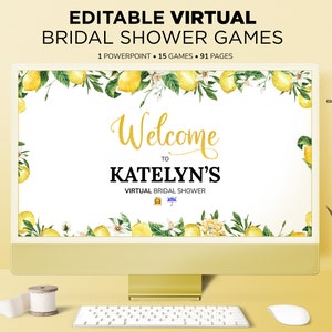 Lemon Virtual Bridal Shower Games, Editable Powerpoint Bridal Shower Games, Bride, Wedding Shower, Bridal Shower, Zoom Bridal Shower Game
