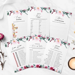 15 Editable Bridal Shower Games, Floral Bridal Shower Games Bundle, Instant Download, Boho, Floral 2 Wedding Shower, Printable, Bridal Party