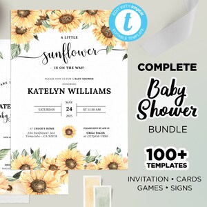 Sunflower Baby Shower, Sunflower Baby Shower Games, Sunflower Baby Shower Invitation, Rustic Sunflower Baby Shower Summer Sunshine Sunflower