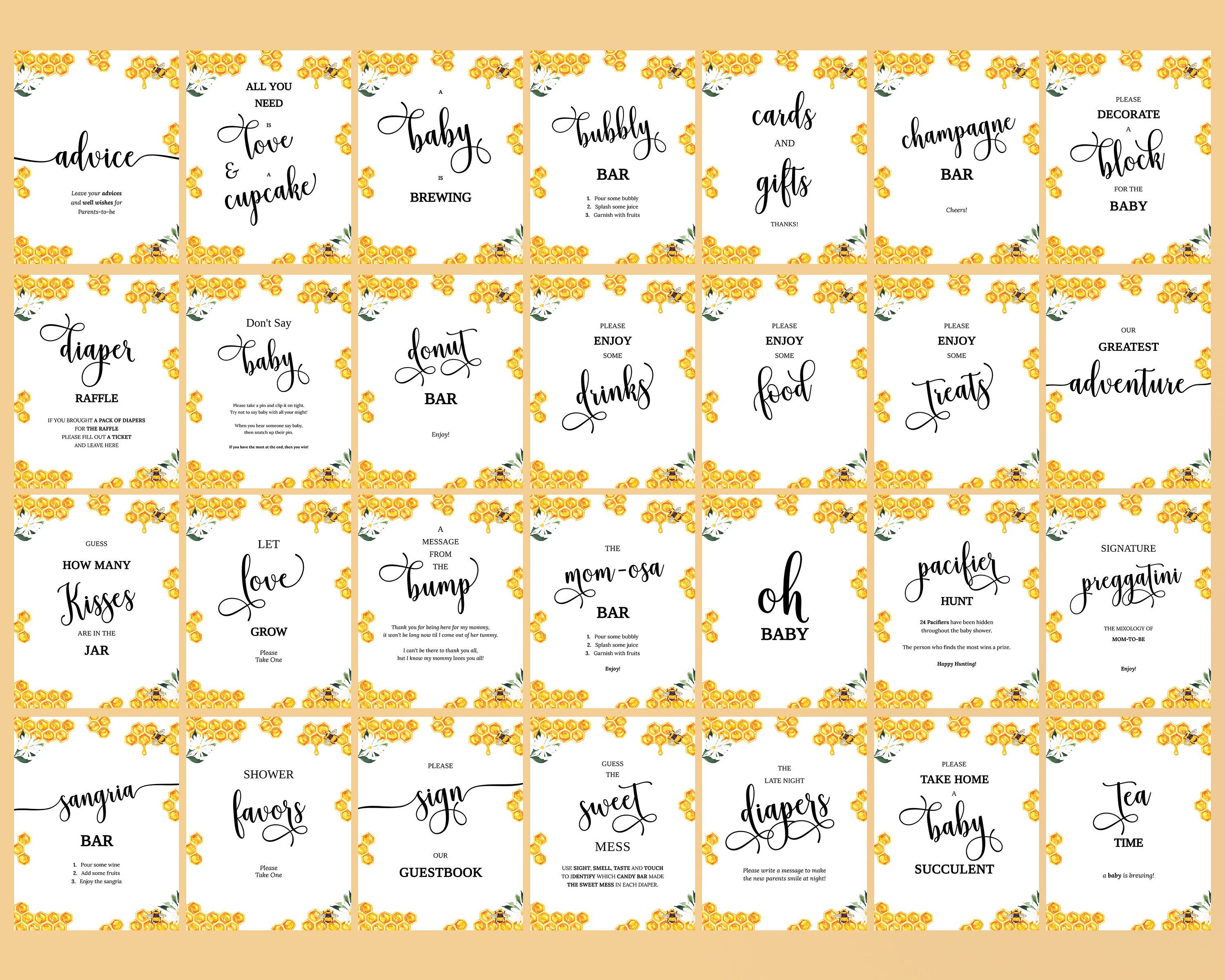 Honey Bee Editable Baby Shower Bundle Printable Bumblebee - Etsy