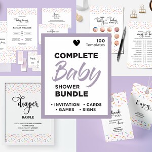 Sprinkle Baby Shower Bundle, 100+ Editable Baby Shower Bundle, Baby Girl Shower Games, A Baby Sprinkle Baby Shower Games, Invitation, Decor