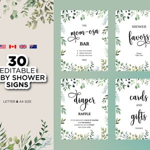 Greenery Editable Baby Shower Signs Printable Foliage Shower | Etsy
