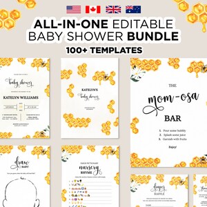 Honey Bee Baby Shower Bundle, Bumble bee Shower Package, Honeycomb, Mama to Bee, Parents to Bee Shower Games, Bee Baby Shower Invitation