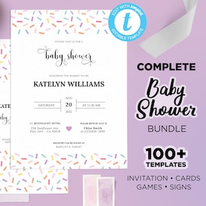 Baby Sprinkle Bundle, A Baby Sprinkle, Baby Shower Games, Sprinkle Invitation, Editable Baby Shower Bundle, Baby Sprinkle Shower Set