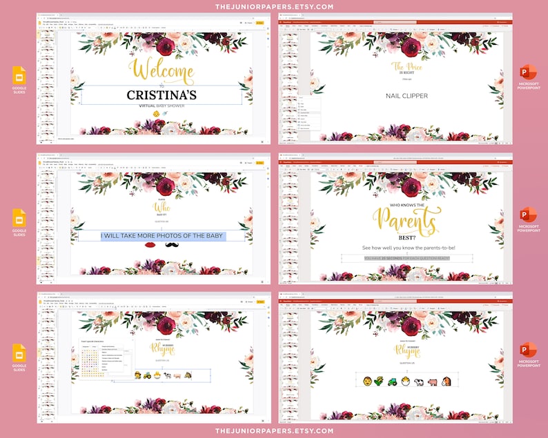 Editable Virtual Baby Shower Games Powerpoint Baby Shower Etsy