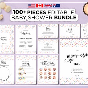 Sprinkle Baby Shower Bundle, 100+ Editable Baby Shower Bundle, Baby Girl Shower Games, A Baby Sprinkle Baby Shower Games, Invitation, Decor