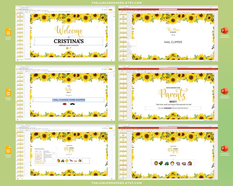 Editable Virtual Baby Shower Games Powerpoint Baby Shower Etsy