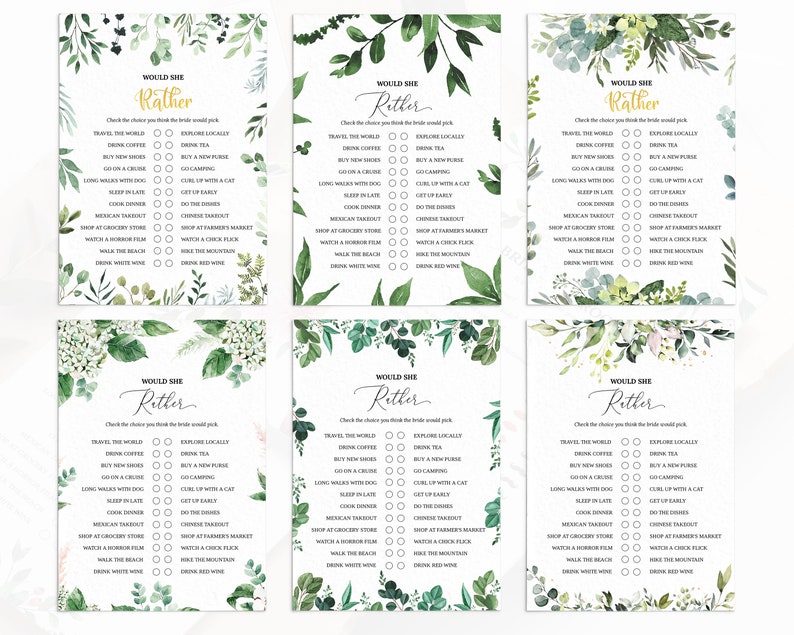 30 Editable Bridal Shower Games, 6 Greenery Themes, Bridal Shower Games Bundle, Instant Download, Wedding Shower Games, Bridal Party Games image 4