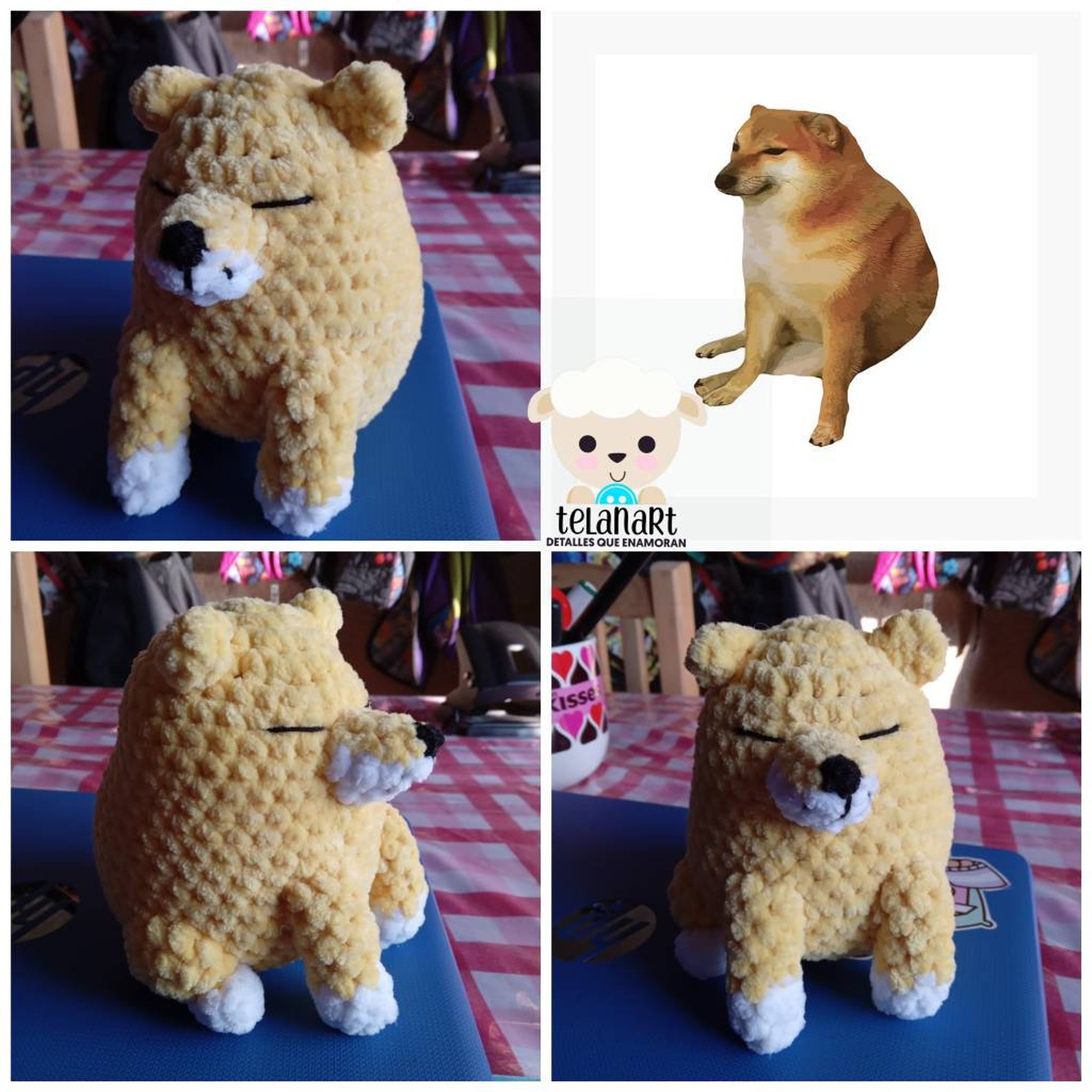 Cheems Stuffed Animal Fluffy Doge Cute Meme Doge Fabric Etsy