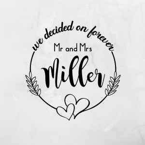 We Decided on Forever Wedding Decal, Customizable Wedding Monogram, Custom Future Wedding Decal