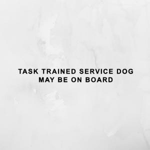 Task Trained Service Dog On Board Permanent Decal for Car, Dog On Board Decal for Car