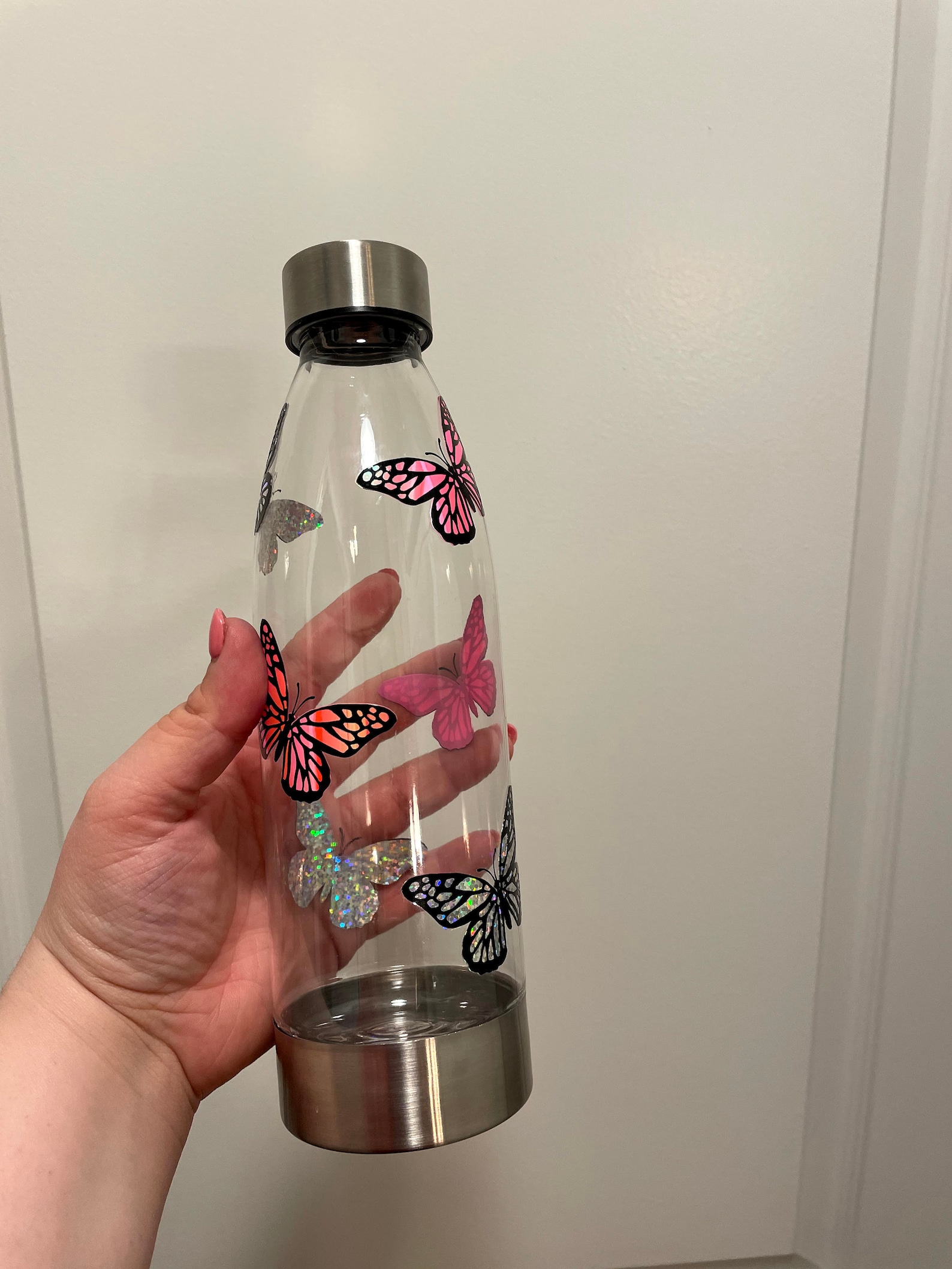Holographic Butterfly Clear Water Bottle Decorated Water Etsy