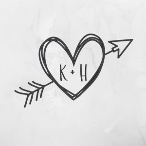 Heart with Arrows Decal, Customizable with Initials, Custom Heart with Arrows Decal