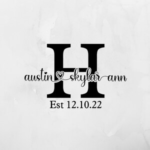 Custom Name Monogram Decal, Customizable Wedding Monogram, Custom Future Wedding Decal