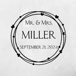Simple Heart Border Custom Monogram Decal, Customizable Wedding Monogram, Custom Wedding Decal
