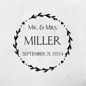 Simple Solid Floral Custom Monogram Decal, Customizable Wedding Monogram, Custom Wedding Decal