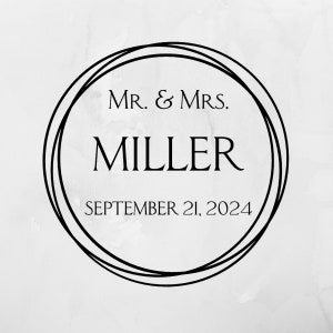 Simple Circle Custom Monogram Decal, Customizable Wedding Monogram, Custom Wedding Decal