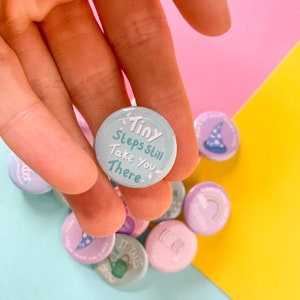 Positive Message Button Badges –25mm Wellbeing Gift, Motivational Pin Badge, Mental Health Awareness, Cute Aesthetic Pins for Bags & Jackets