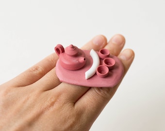 Miniature Ceramic Tea Set, Handmade, Wheel-thrown