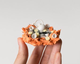 Handmade Miniature Tea Set, Sculpture, Wheel-thrown, Miniature Landscape