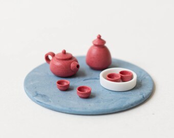 Handmade Wheel-thrown Miniature Tea Set