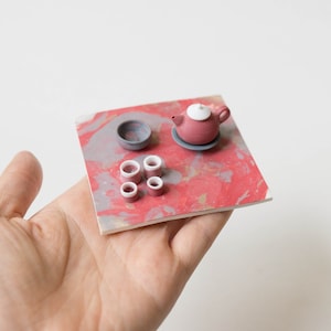 Handmade Miniature Tea Set, Wheel-thrown