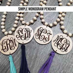 Monogrammed wooden Pendent Necklace