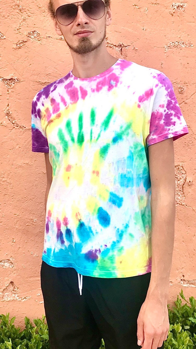 Mens Rainbow Spiral Pastel Tie dye T-Shirt Unisex Tiedye Tee | Etsy