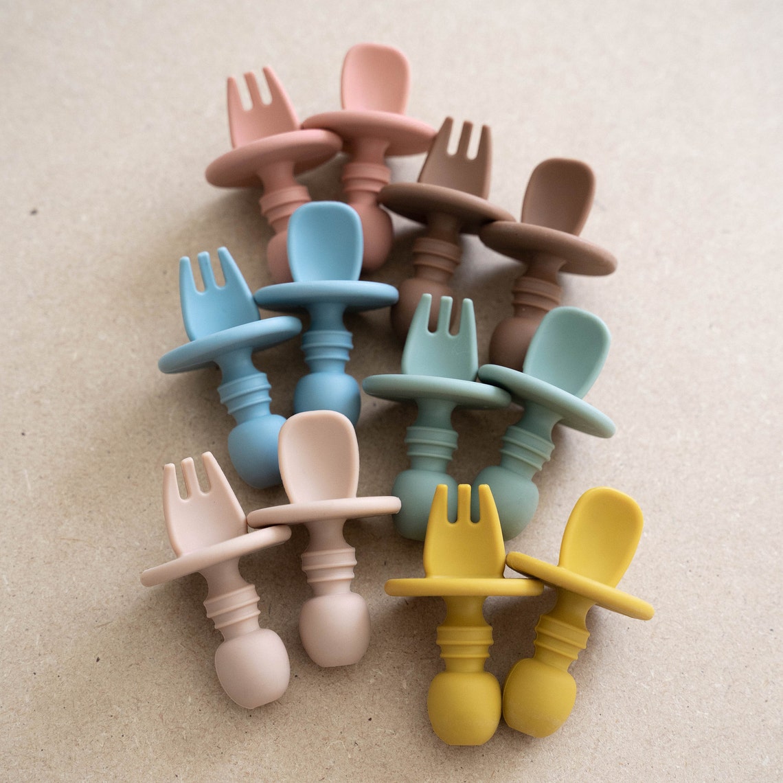 Silicone Baby Training Utensils Set Baby Spoon & Fork Set Etsy