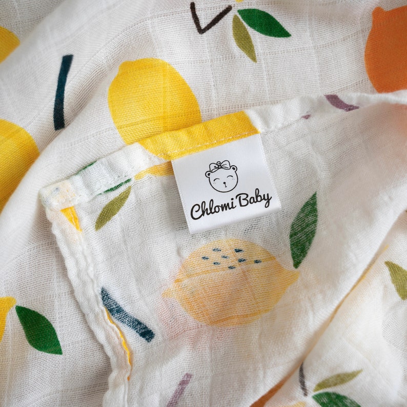 Lemons & Citrus Muslin Swaddle Baby Blanket Gender Neutral Etsy