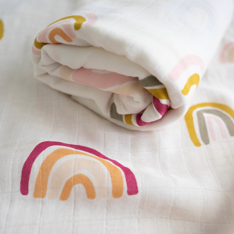 Modern Rainbow Muslin Swaddle Baby Blanket Baby Girl Swaddle Etsy