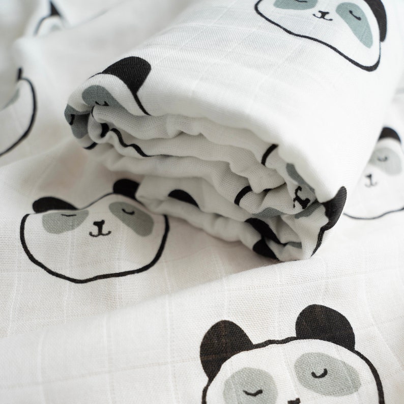Panda Muslin Swaddle Baby Blanket Gender Neutral Baby Etsy