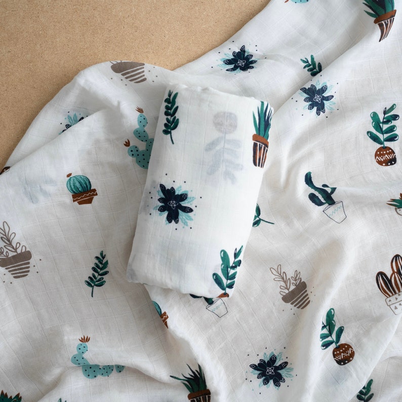 Succulents & Cacti Muslin Swaddle Baby Blanket Gender Neutral Etsy