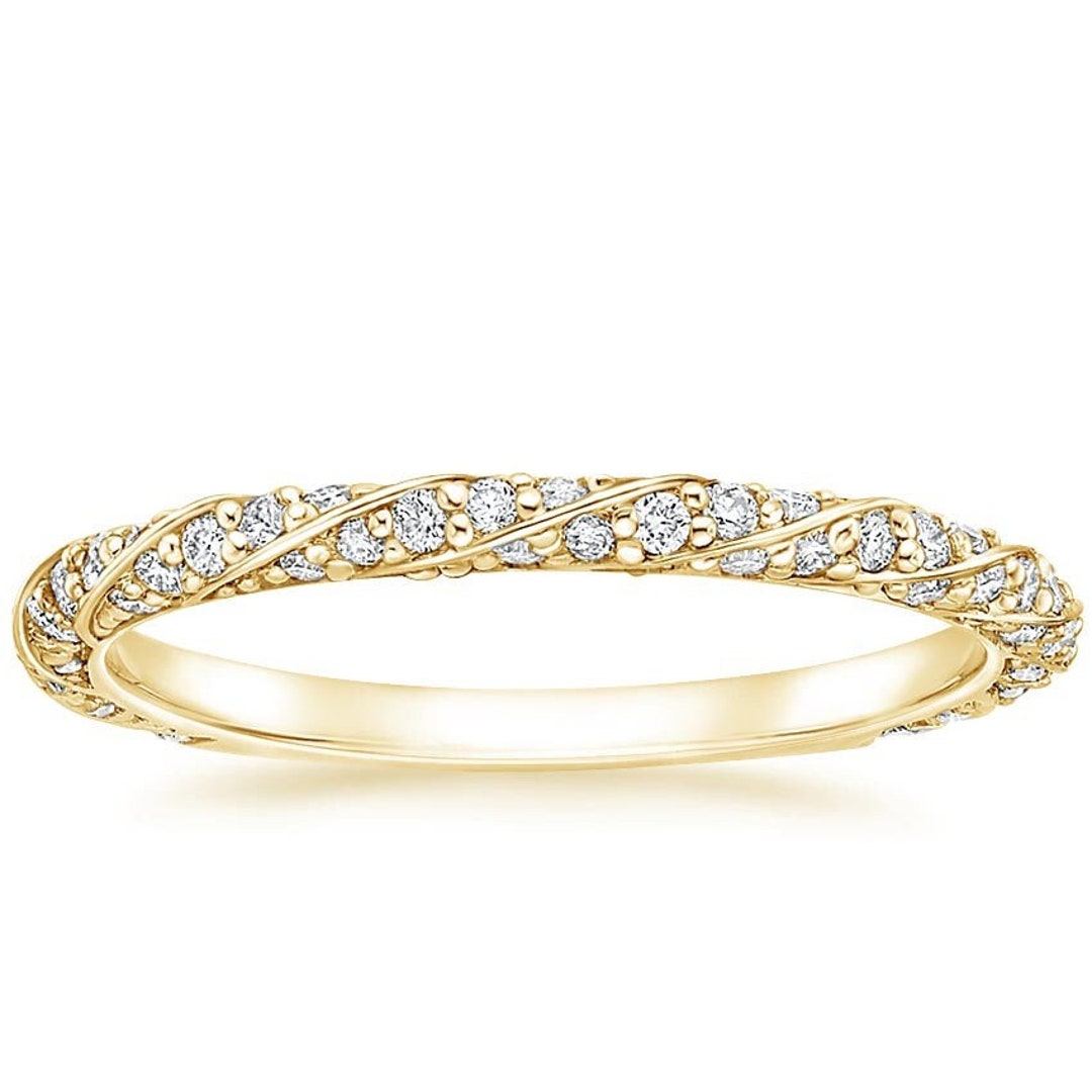 Twisted Rope Ring Setting 18K Gold Twisted Rope Pave Diamond Ring Twisted Stackable - Etsy