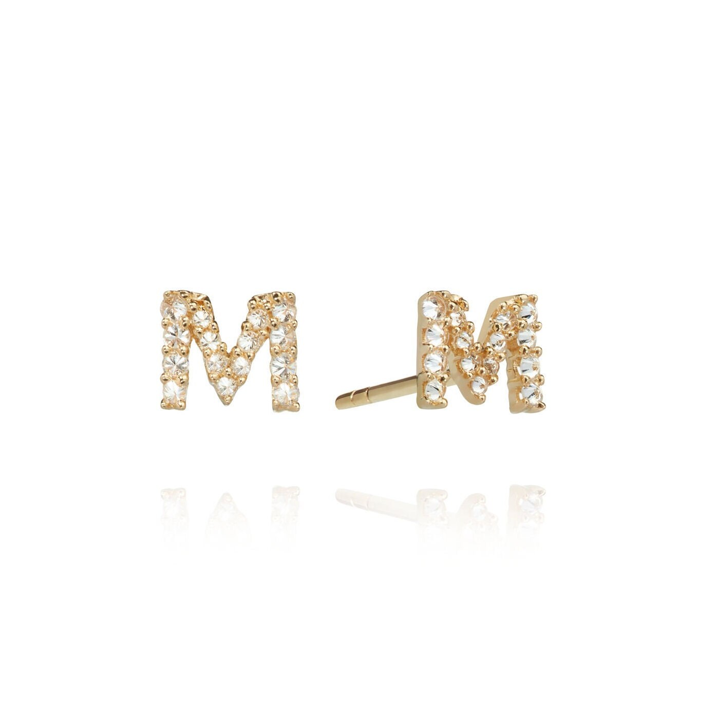 M initial earrings deals