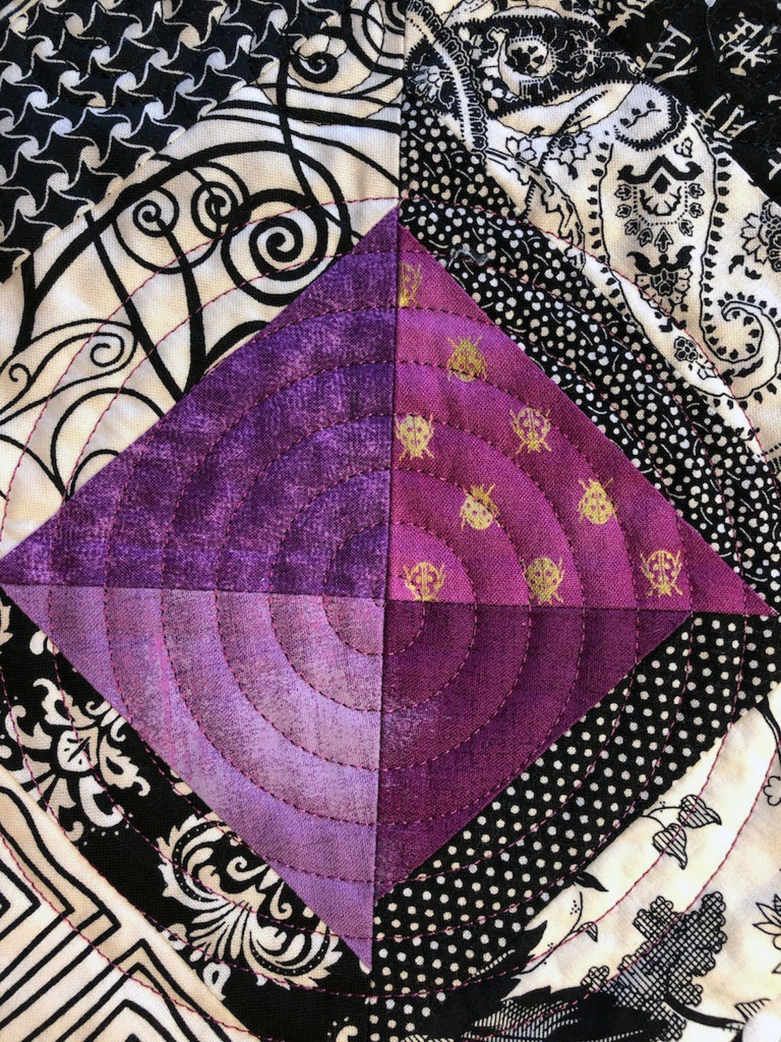 Black White and Bright Quilt Throw Wall Art 38 x | Etsy