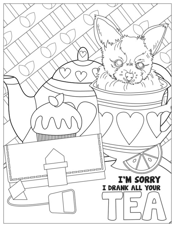 Download Pet Life Tea Cup Pup Pet Themed Coloring Page Digital Etsy