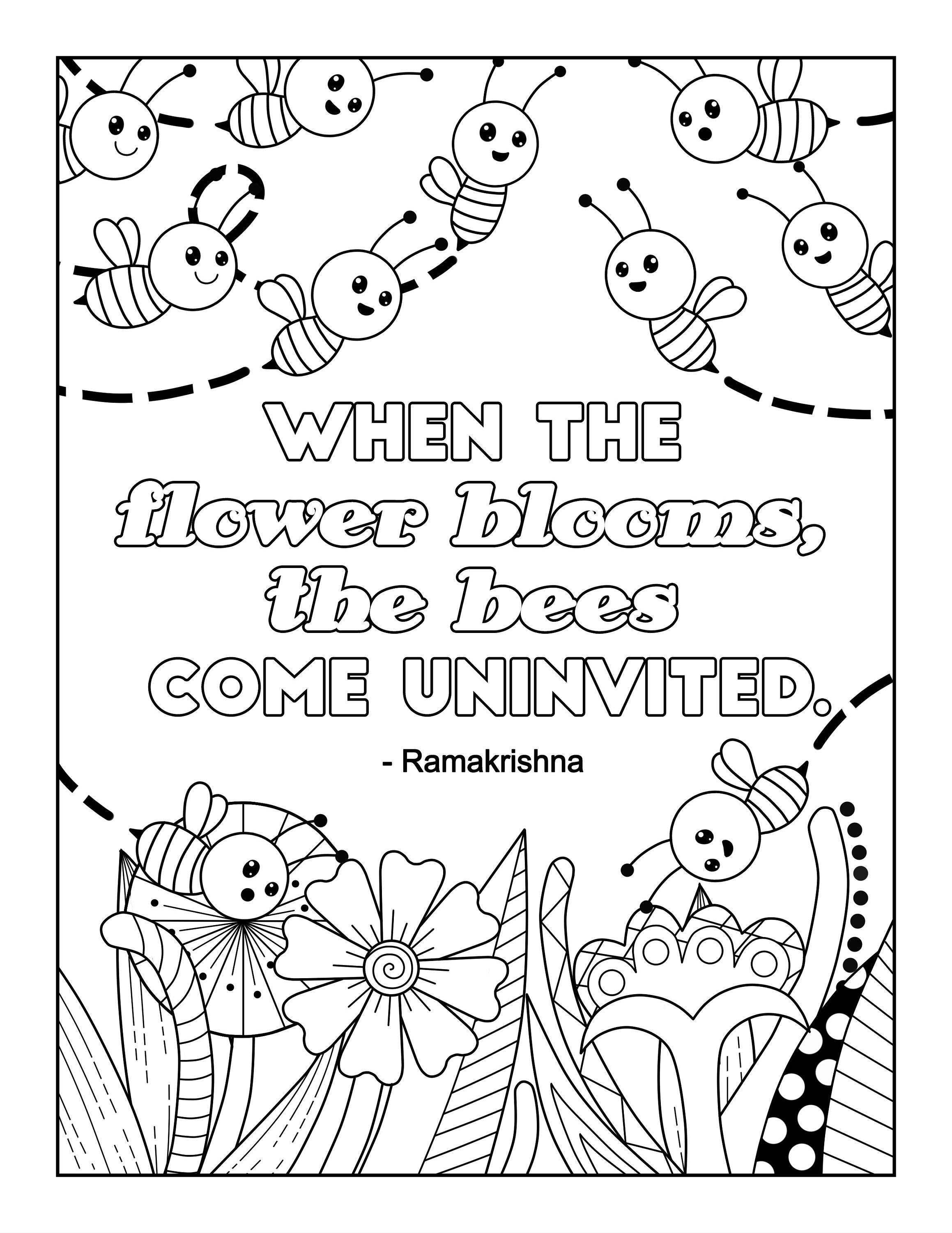 Fun Quote When the Flowers Bloom Quotes Themed Coloring Page Digital