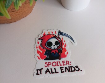 Cute Death Die Cut Sticker, It All Ends Sticker, Death Sticker, Die Cut Sticker, Red Sticker, Planner Sticker, Kawaii Sticker