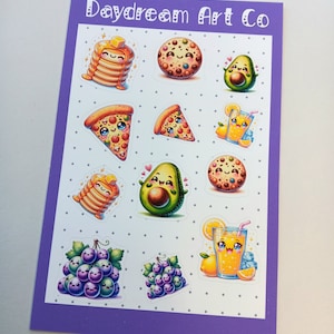 Kawaii Food Sticker Sheet, Matte Sticker Sheet, Planner Sticker, Journaling Sticker, Food Stickers, Cute Sticker, Kawaii Sticker