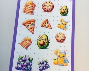 Kawaii Food Matte Sticker Sheet, Planner Stickers