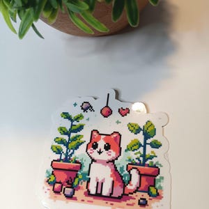 Pixel Cat Sticker, Kawaii Cat, Pixel Art, Cute Kitty Sticker, Die Cut Sticker, Laptop Stickers, Planner Sticker