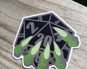 D20 Vinyl Sticker: Monster Dice, Weatherproof Die Cut