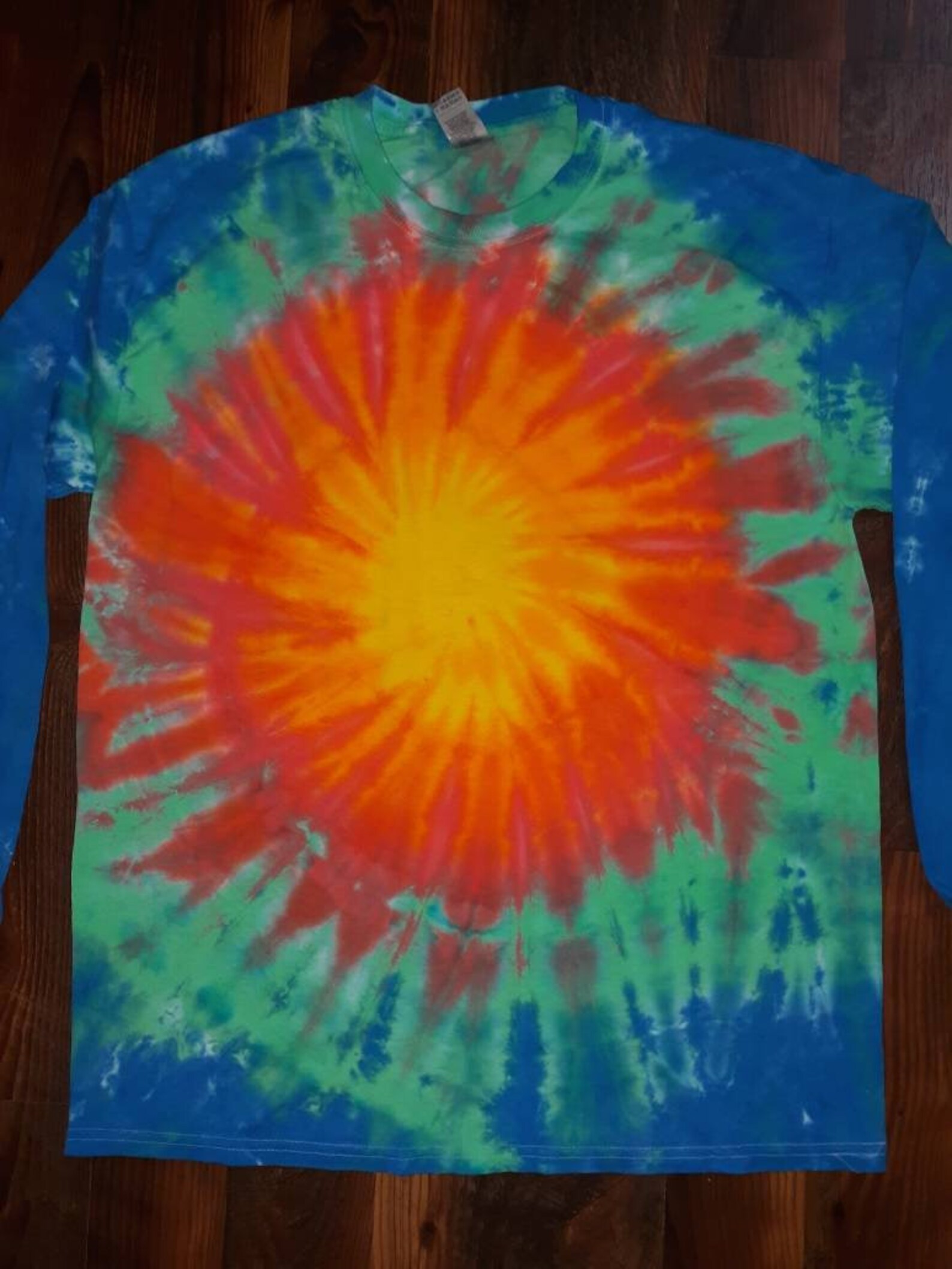 Large Sunburst Tie Dye Shirt Long Sleeve Large Tie Dye Etsy