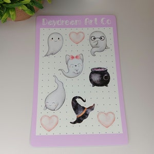 Cute Ghost Halloween Sticker Sheet, Matte Sticker Sheet, Planner Stickers, Journaling Stickers, Halloween Stickers