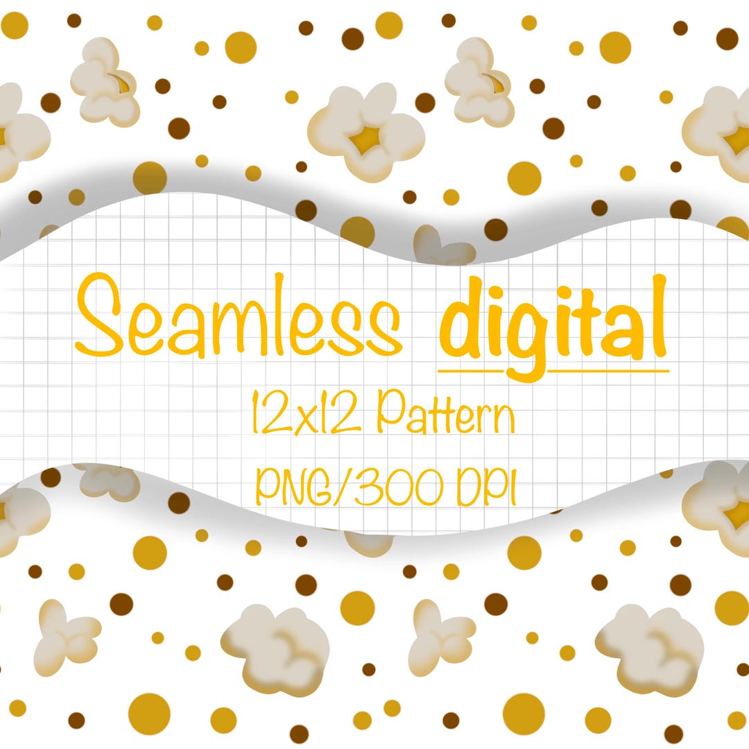 Simple Popcorn Background Pattern Seamless PNG Popcorn Pattern Background Digital Download-not A Physical ...